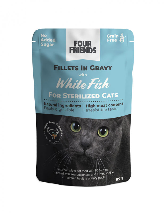 FourFriends Sterilized White Fish in Gravy Pouch 85g