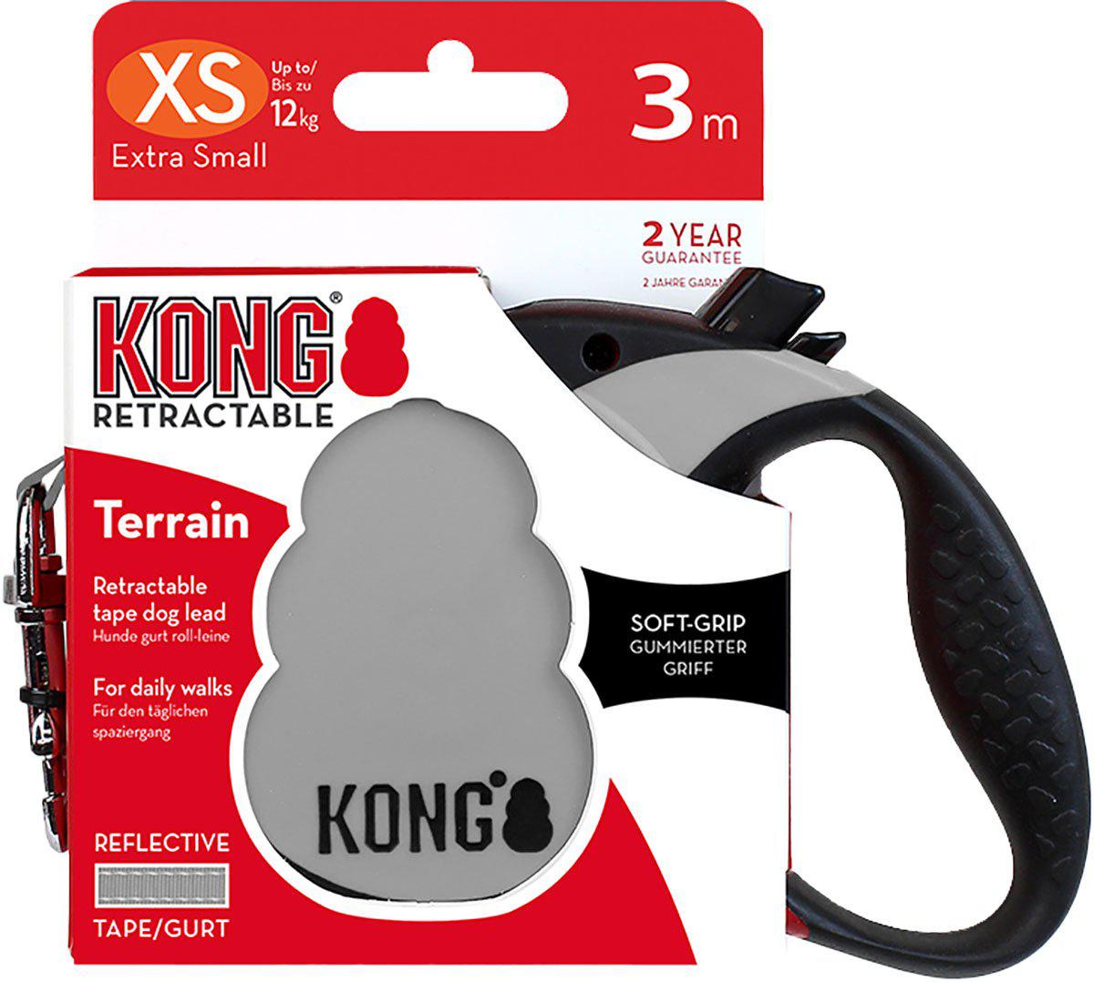 Kong Rullkoppel Terrain Xs 3m Band Grå Max 12kg