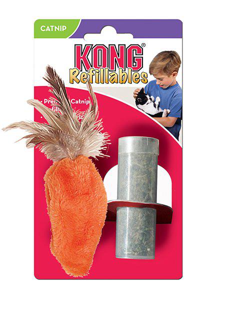 Kong Refillable Catnip Feather Top Carrot