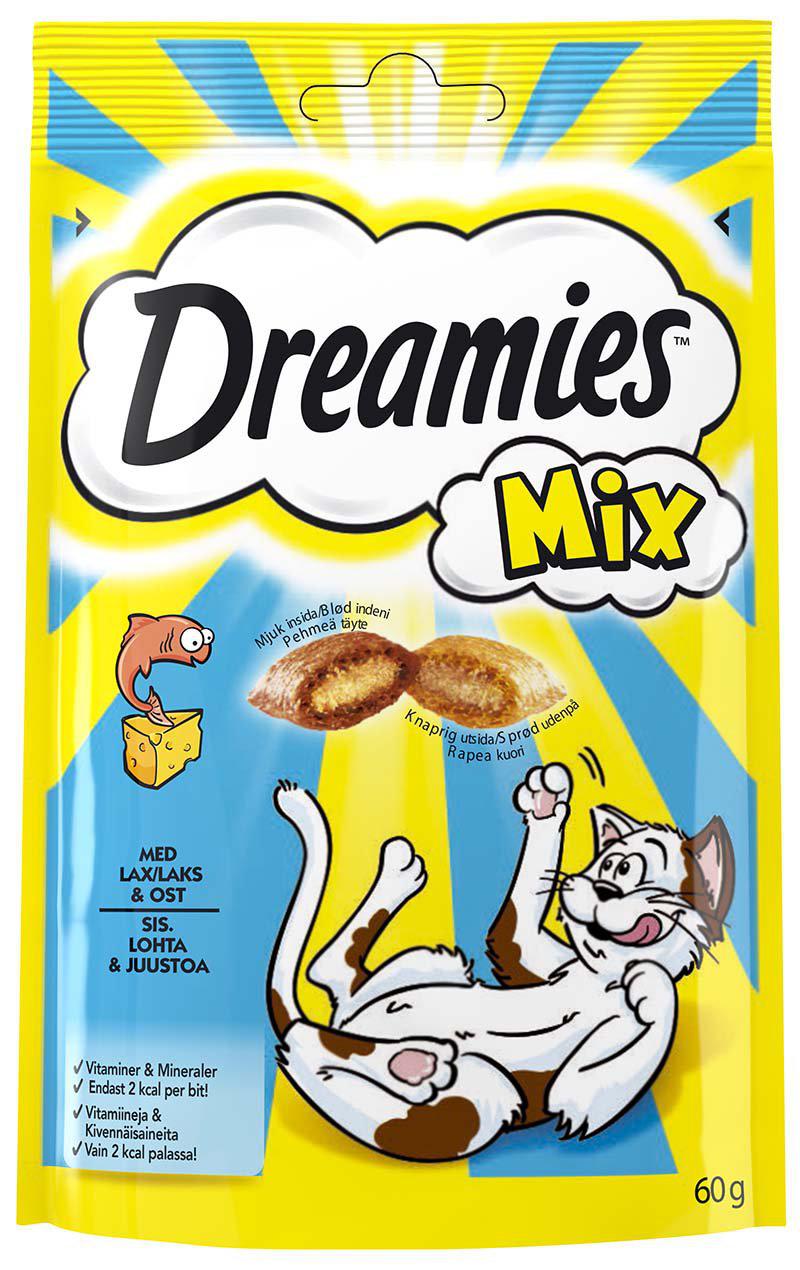 DREAMIES KATTGODIS MIX LAX & OST 60GR