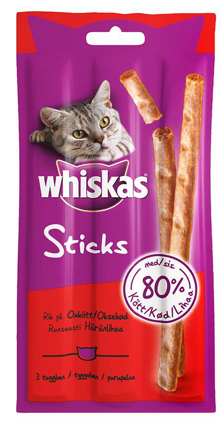 Whiskas Kattsticks Oxkött 3st 6g