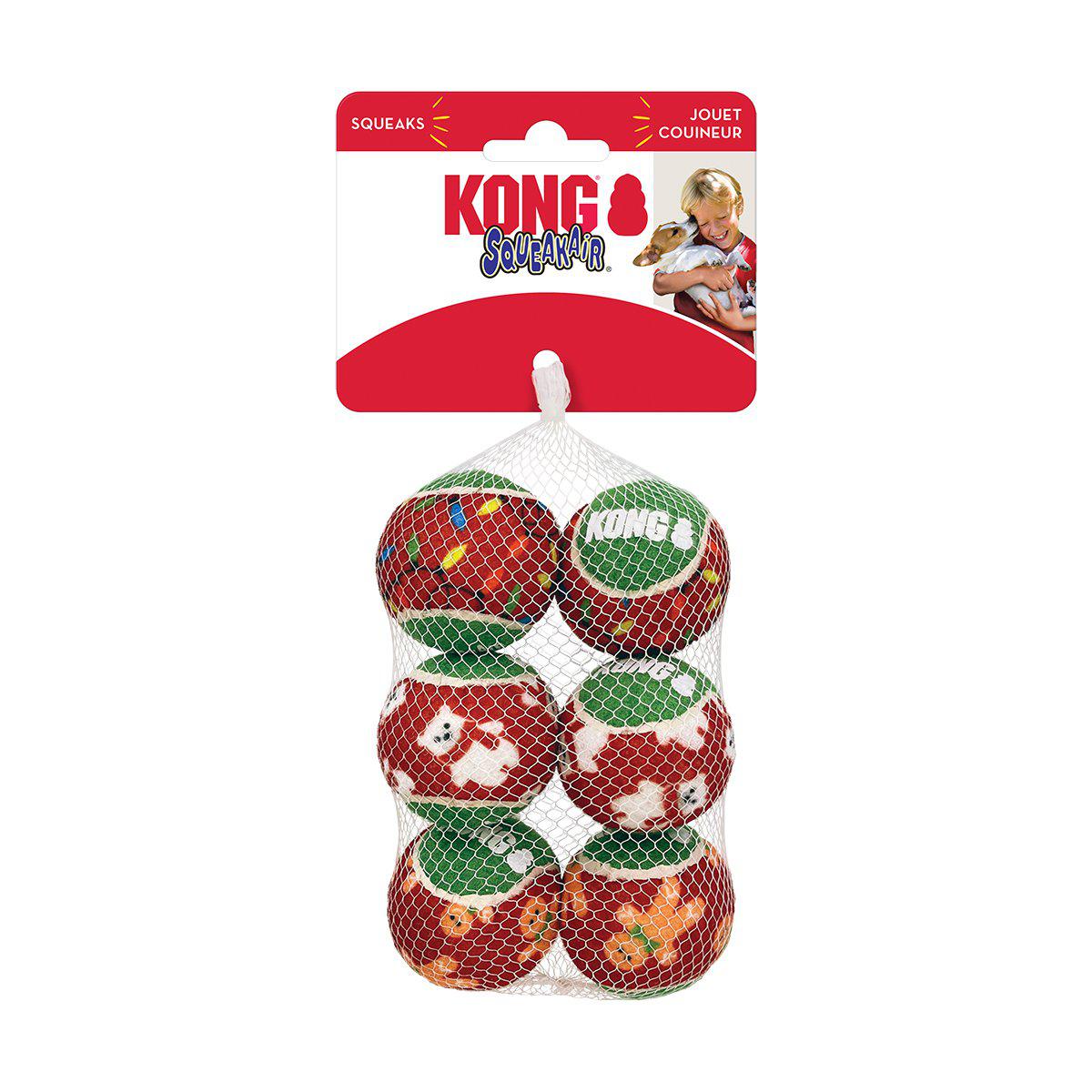 Kong Holiday Squeakair Ball 6-pack S Ø5cm