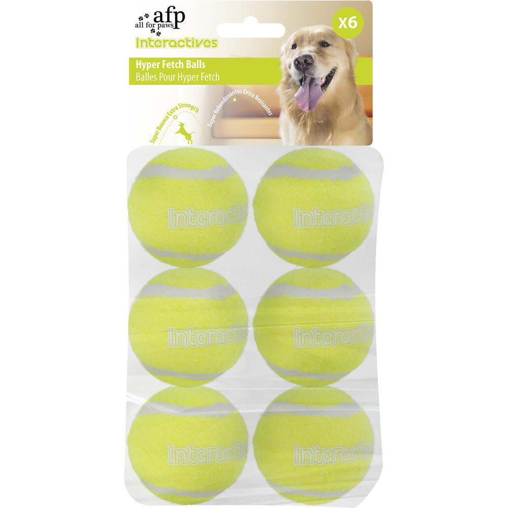 All For Paws Hundleksak Hyper Fetch Super Bounce Tennisboll 6-pack Ø5cm