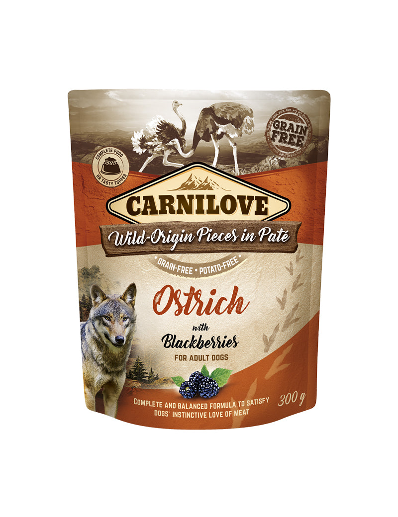 Carnilove Dog Pouch Paté Ostrich with berries 300 g