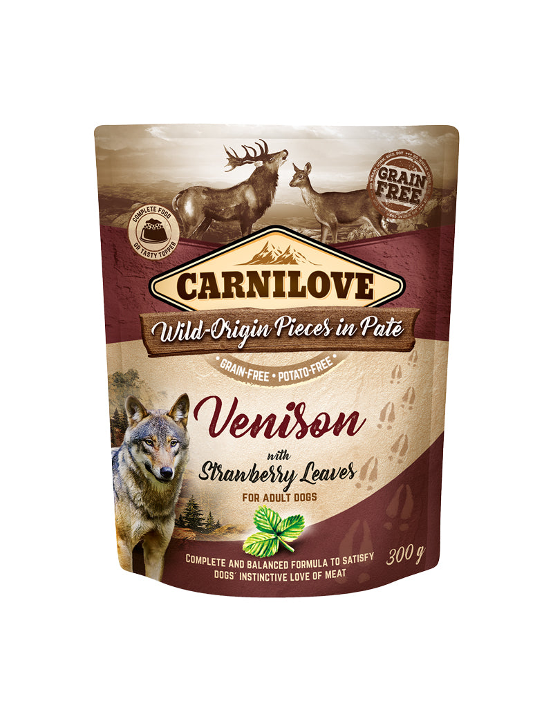 Carnilove Dog Pouch Paté Venison with Strawberry Leaves 300 g