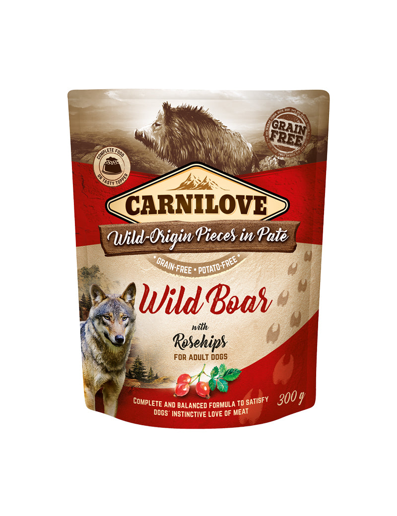 Carnilove Dog Pouch Paté Wild Boar with Rosehips 300 g