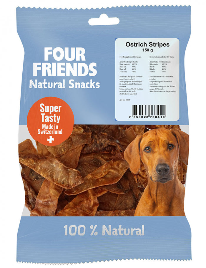 FourFriends Natural Snacks Ostrich Stripes 150g