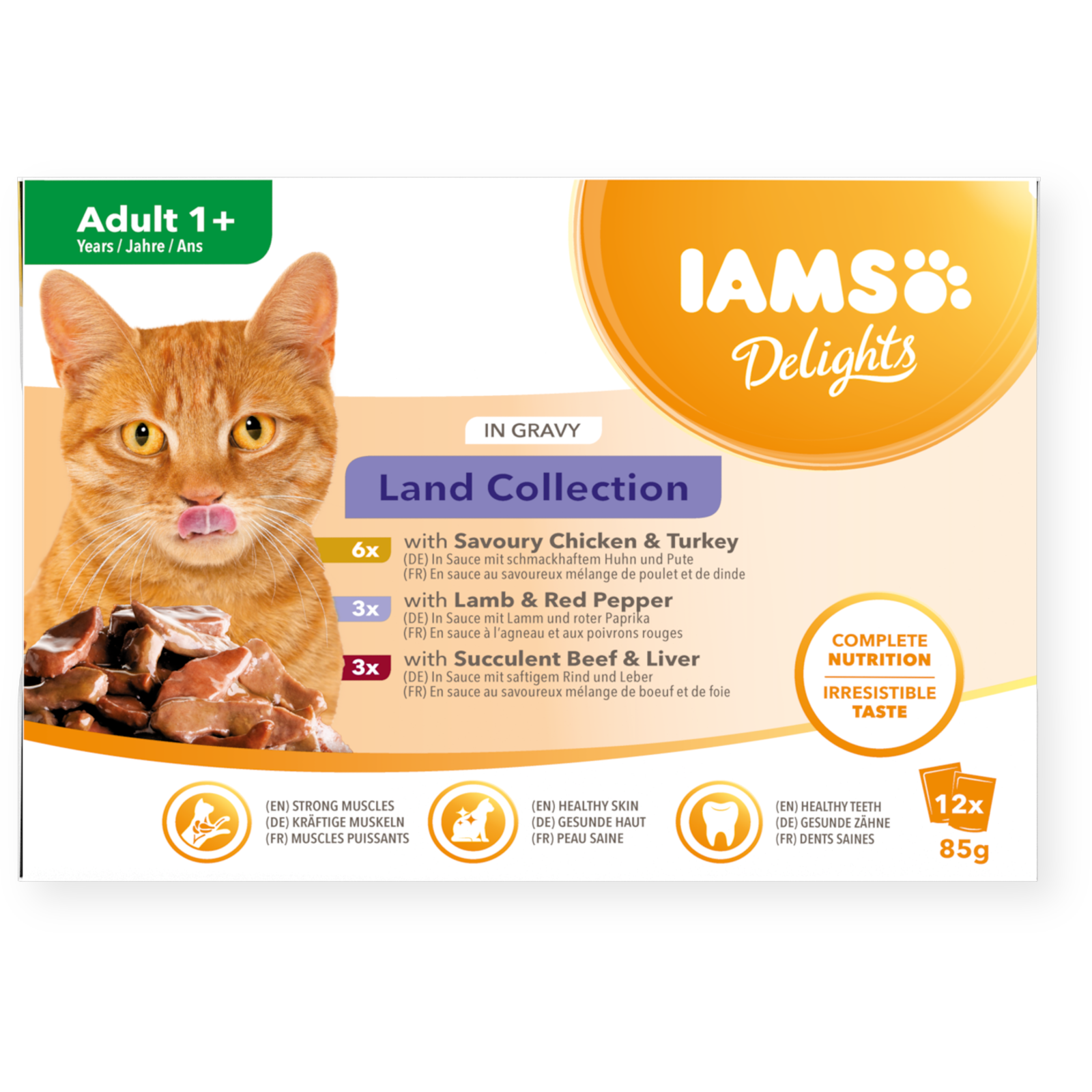 Iams Delights Gravy Multipack Land 12x85g