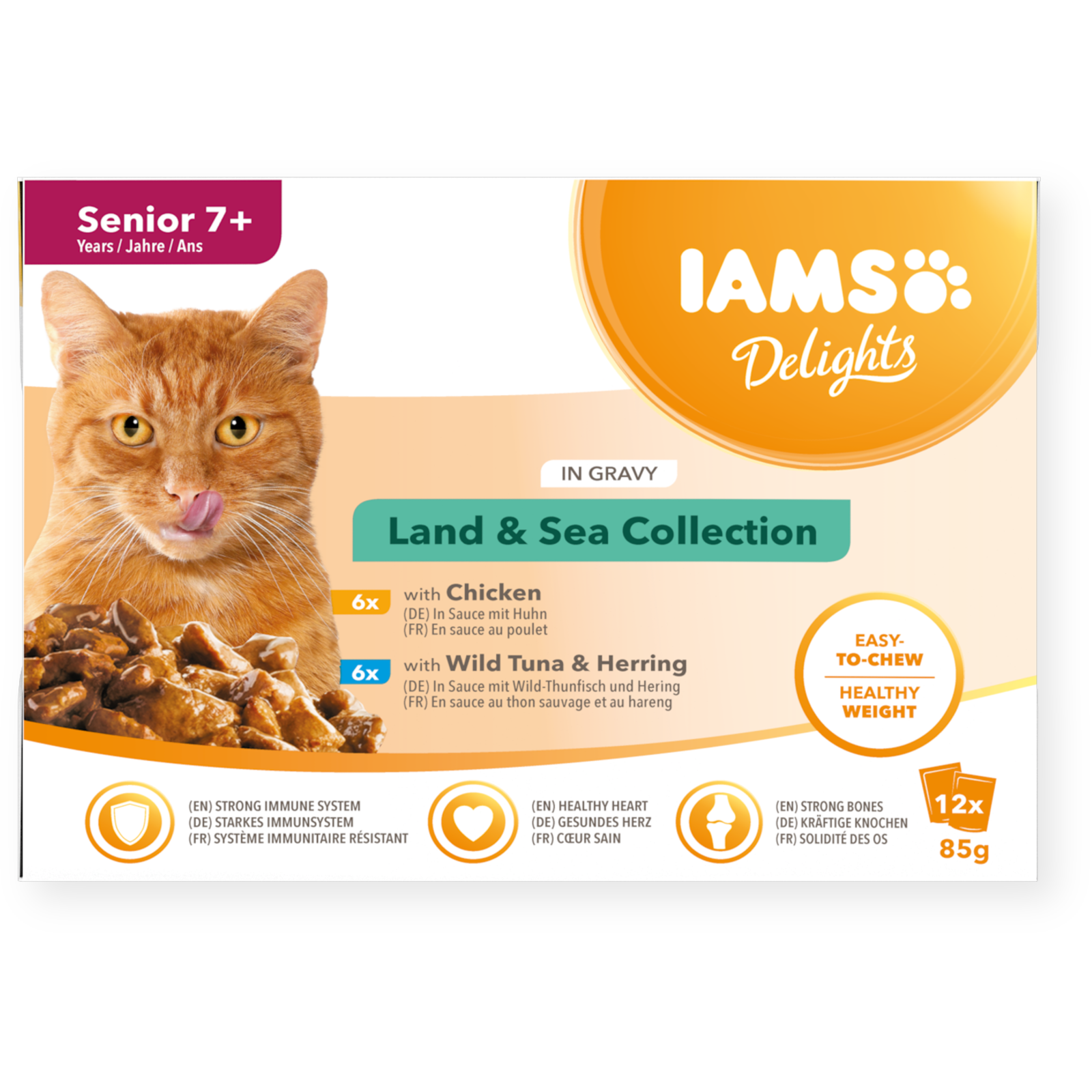 Iams Delights Gravy Multipack Land & Sea Senior 12x85g