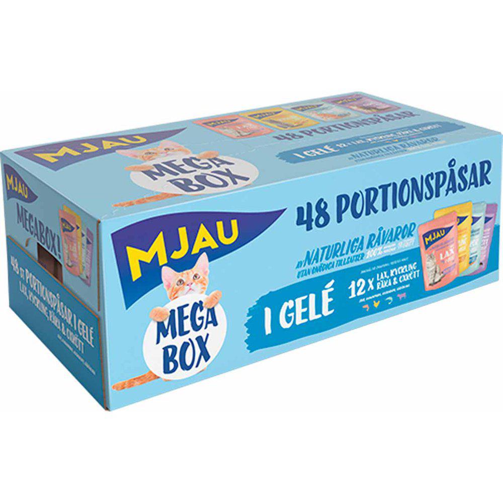 Mjau Pouch Megabox Kött O Fisk I Gelè 48x85gr