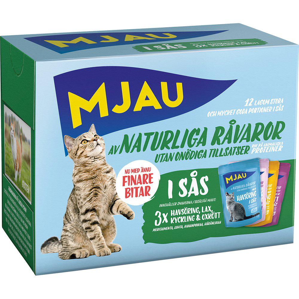 Mjau Pouch Multipack Kött- & Fisksmakeri Sås 12x85gr