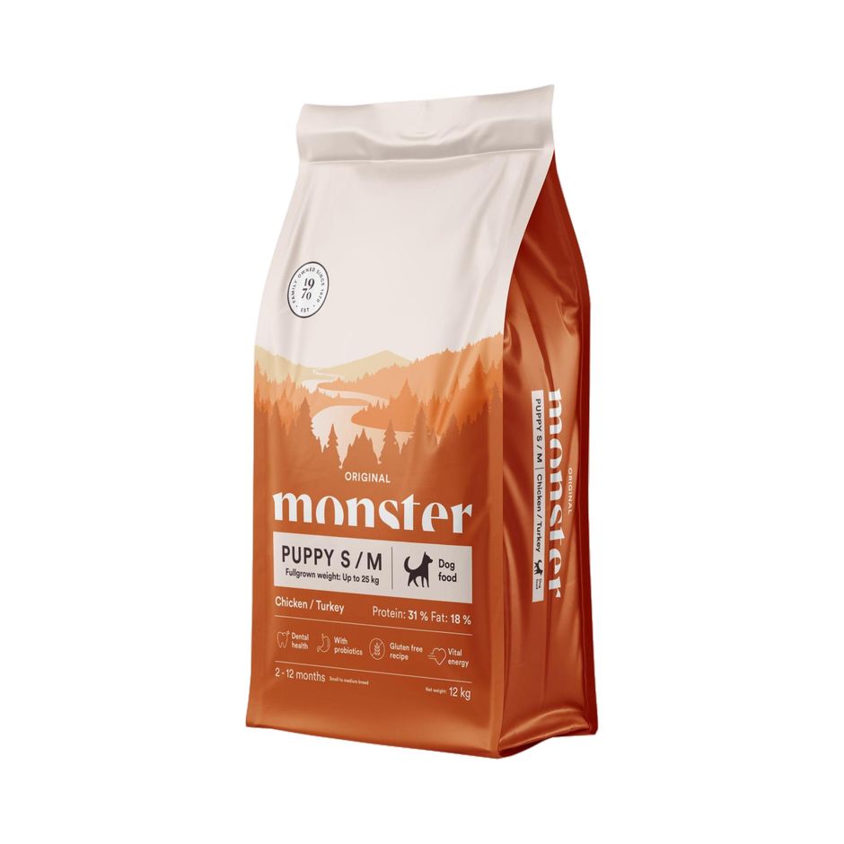 Monster Dog Original Puppy Small/ Medium Chicken & Turkey 12 kg