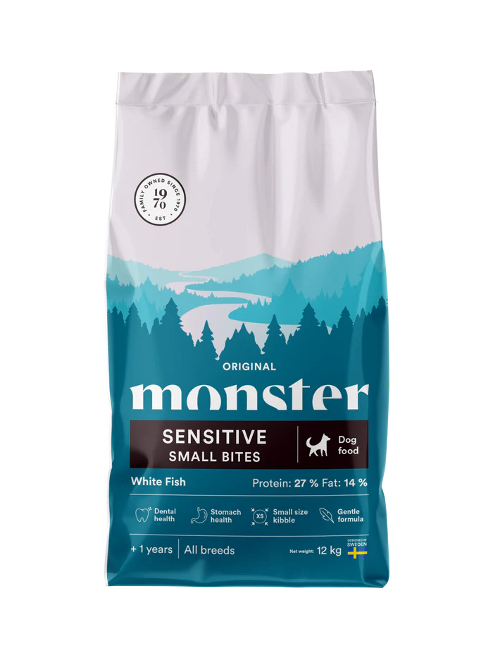 Monster Dog Original Sensitive White Fish Small bites 12 kg