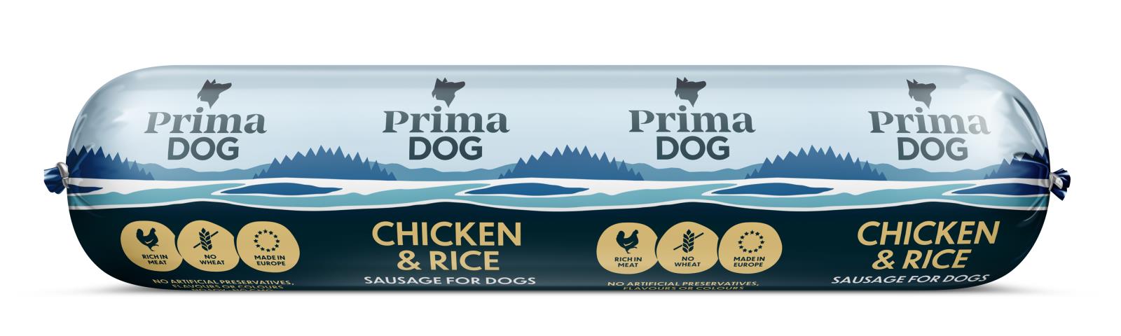 PrimaDog Kyckling & Ris korv 12 x800g