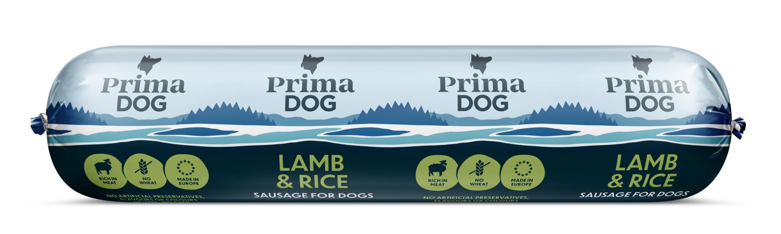 PrimaDog Lamm & Ris korv 12 x 800g