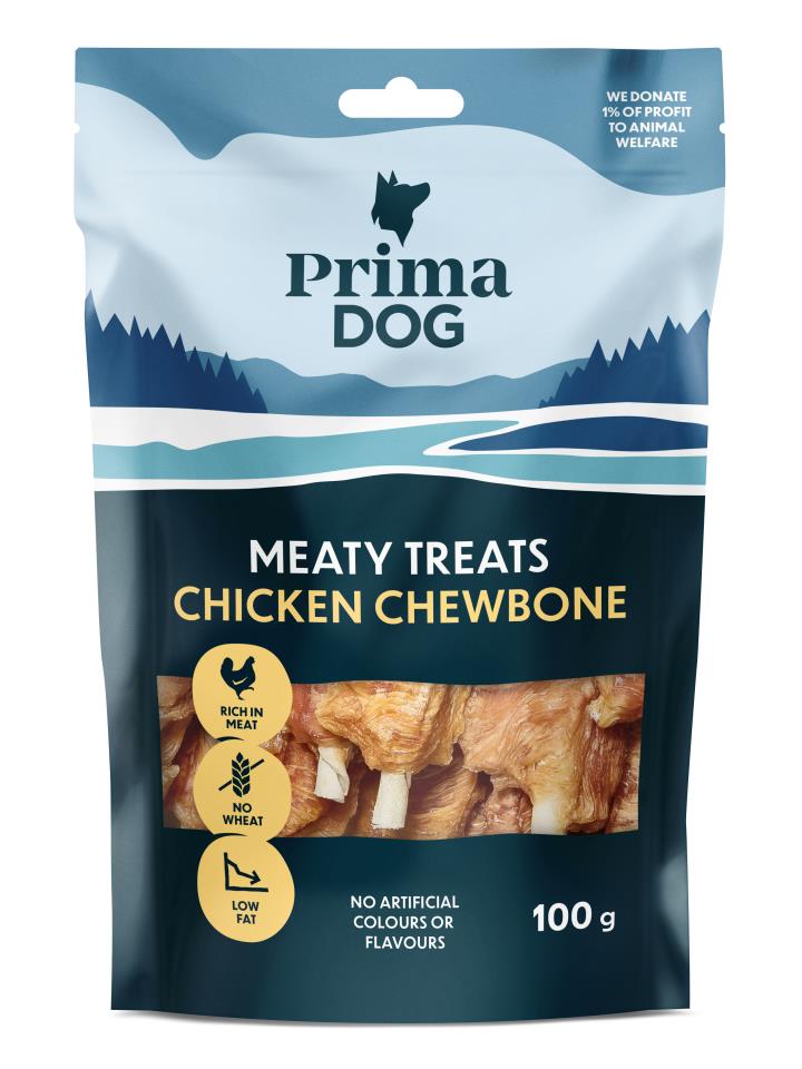 PrimaDog Meaty Treats Kyckling med tuggben 100g x6