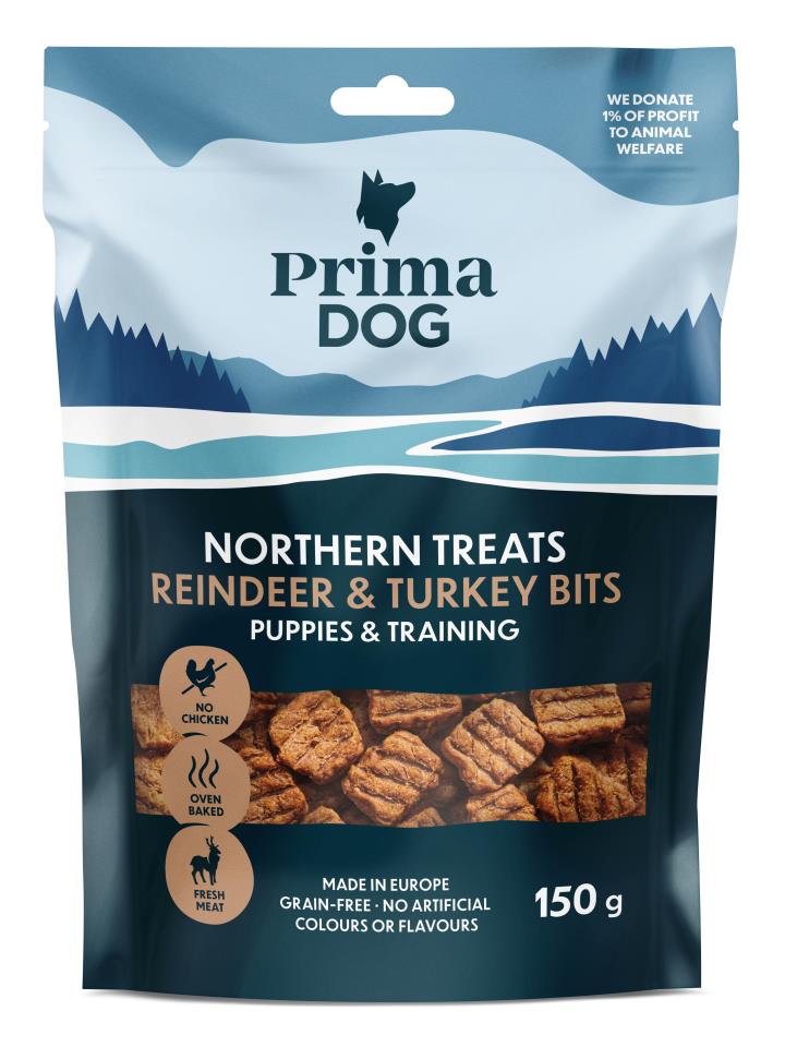 PrimaDog NT Bits Ren & Kalkon för Valpar & Träning 6 x 150g