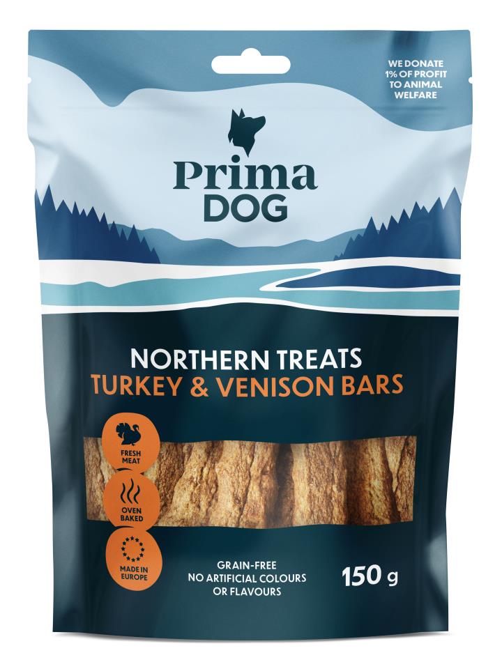 PrimaDog Northern Treats Bars Kalkon & Hjort 150g