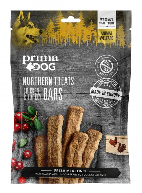 PrimaDog Northern Treats Bars Kyckling & Kalkon 6 x 80g