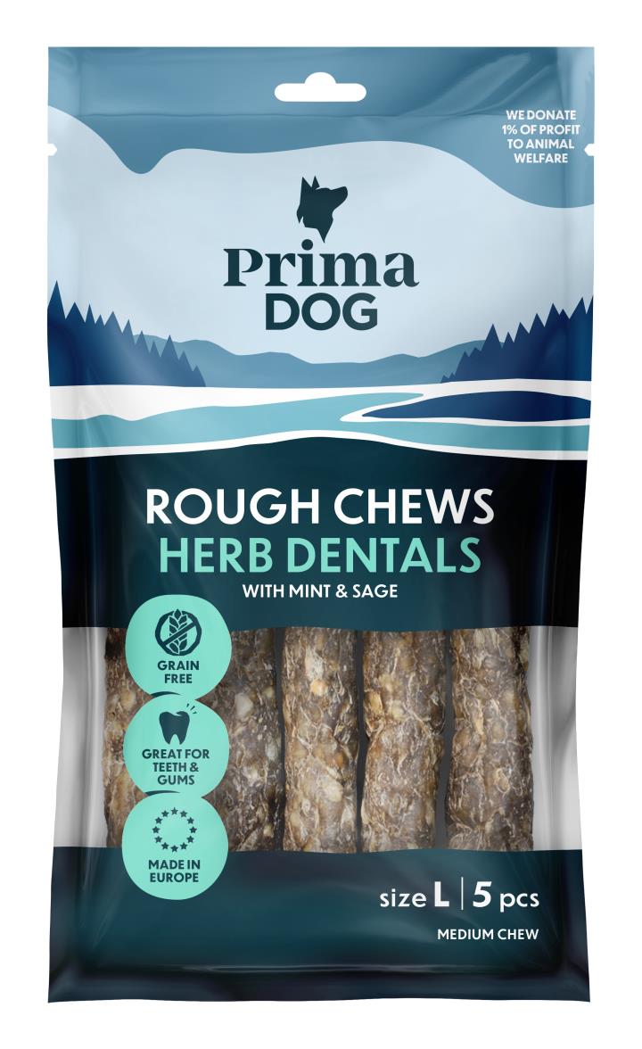 PrimaDog Rough Chews Dental Mynta & Salvia L 15cm, 6 x 175g