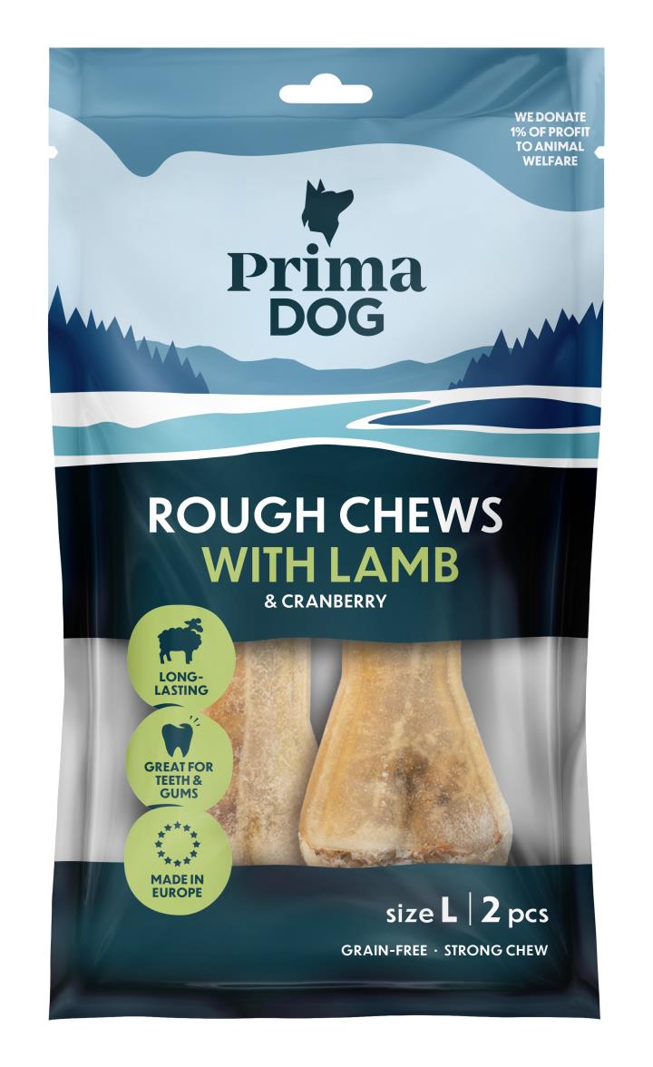 PrimaDog Rough Chews Lamm & Tranbär L 13,5cm, 6 x 140g