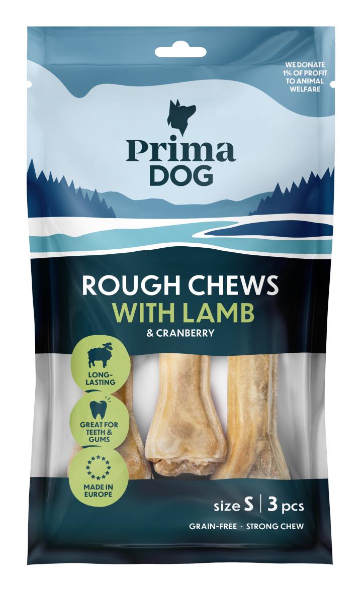 PrimaDog Rough Chews Lamm & Tranbär S 10cm, 6 x 105g