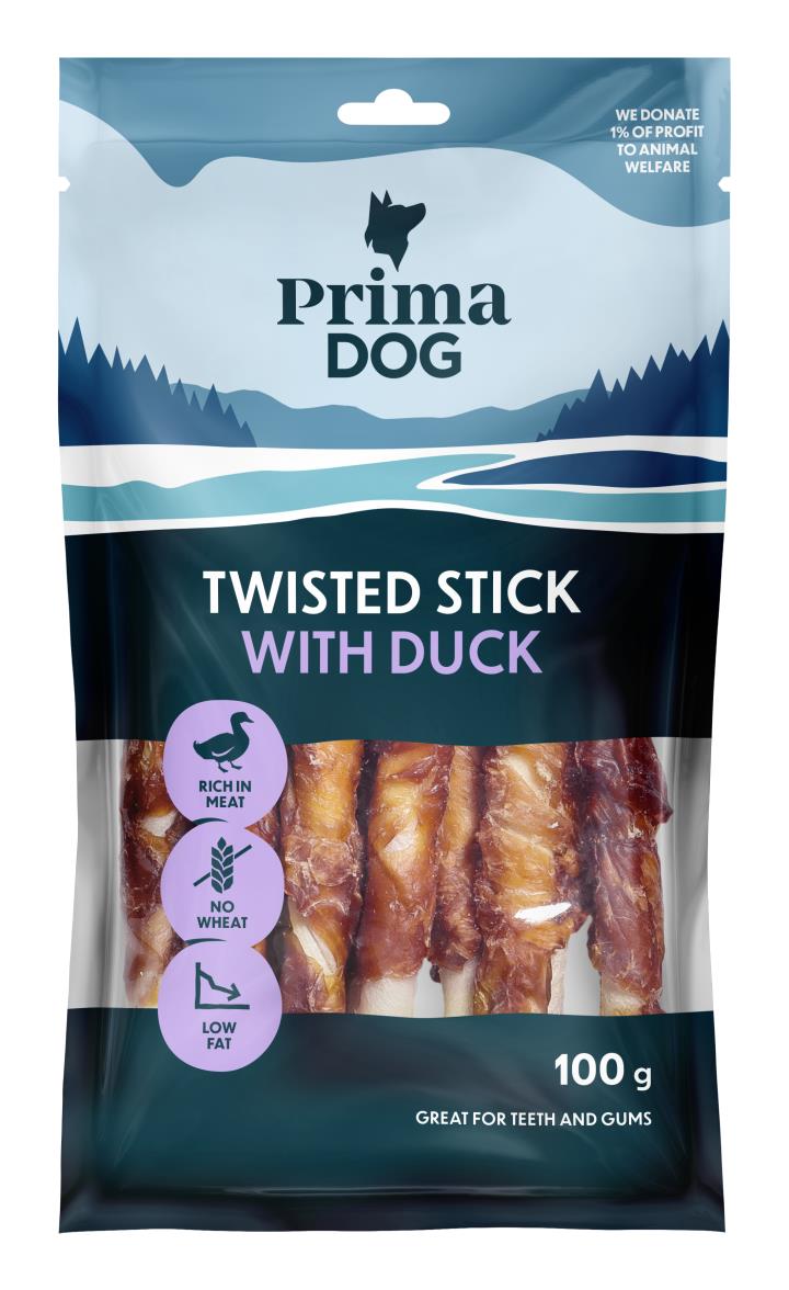 PrimaDog Tuggpinne med Anka 13cm, 11st, 6 x 100g