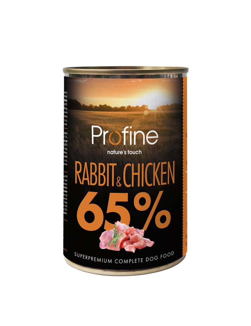 Profine Dog Wet Food Cans 65% Rabbit & Chicken 6 x 400g